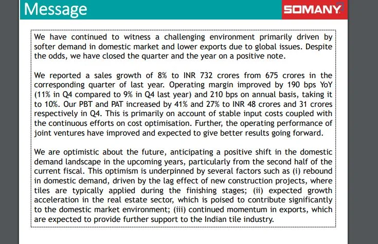 Somany Ceramics Outlook Somany Ceramics Outlook